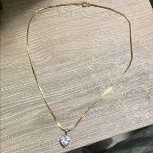 Vintage Gold Toned Minimalist Heart Pendant Necklace